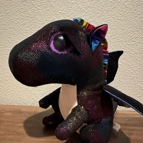 NWOT TY Beanie Boo Anora the Black Rainbow Dragon - Picture 2 of 11